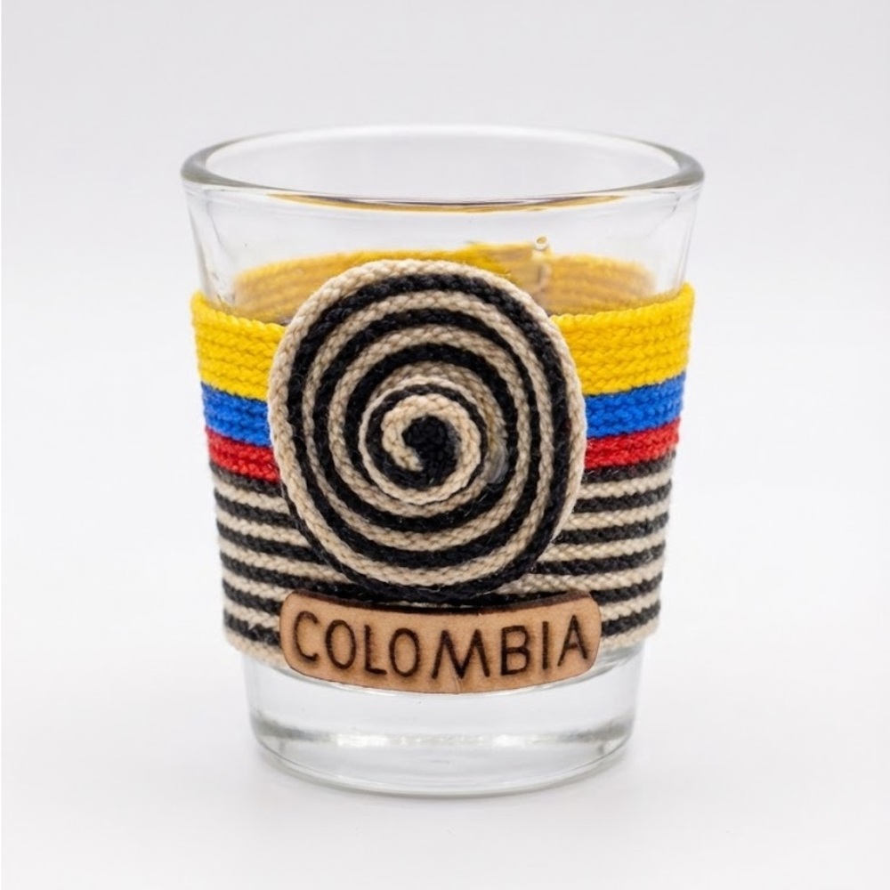 Colombia Souvenir Shot Glass - Hand-Woven Sombrero Vueltiao Design